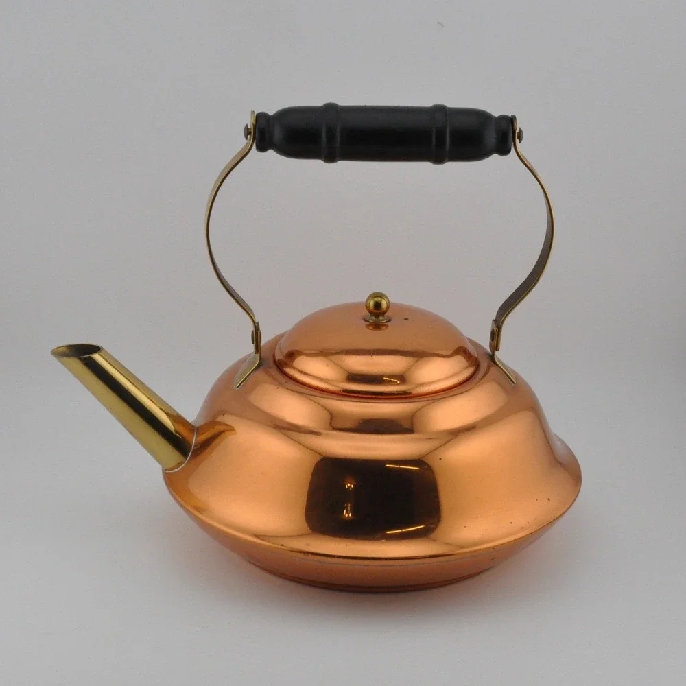 Coppercraft Guild Tea Kettle OS Copper Good Vintage Brass Wood Handle Taunton MA